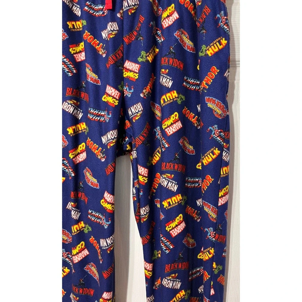 Marvel Comics Avengers Men's Fleece Sleep Pant's Blue Character Logo Print Large